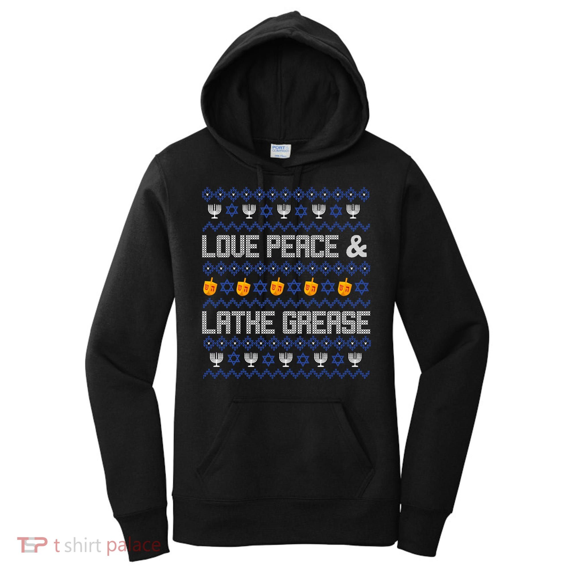Love Peace & Latke Grease Hanukkah Ugly Women's Hoodie