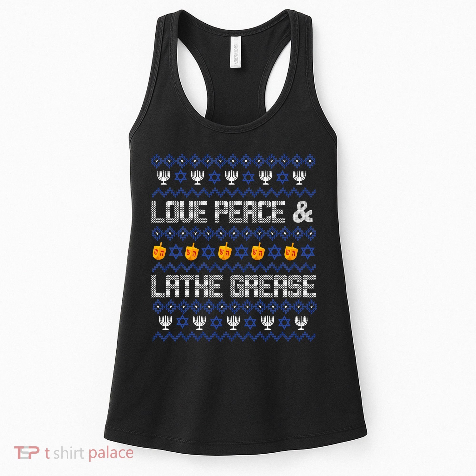 Love Peace & Latke Grease Hanukkah Ugly Women's Tank Top