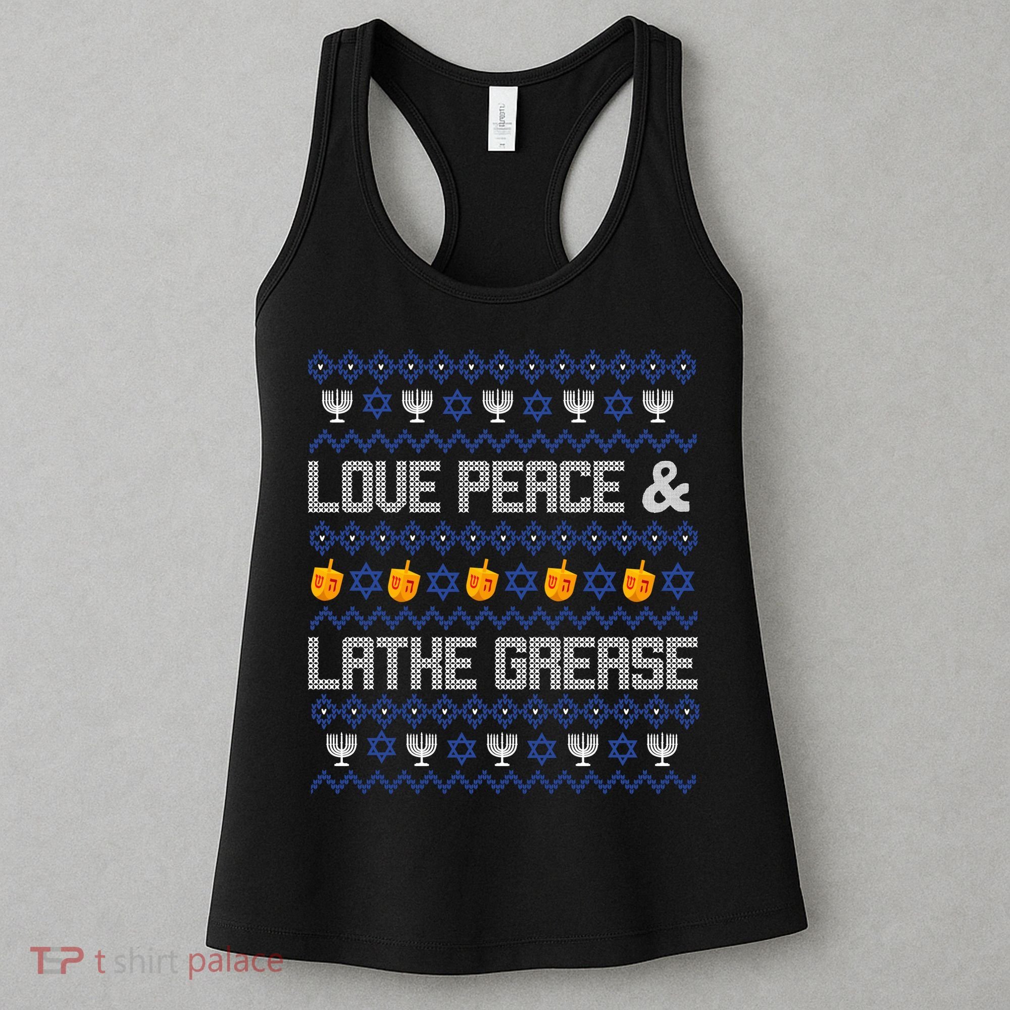 Love Peace & Latke Grease Hanukkah Ugly Women's Tank Top