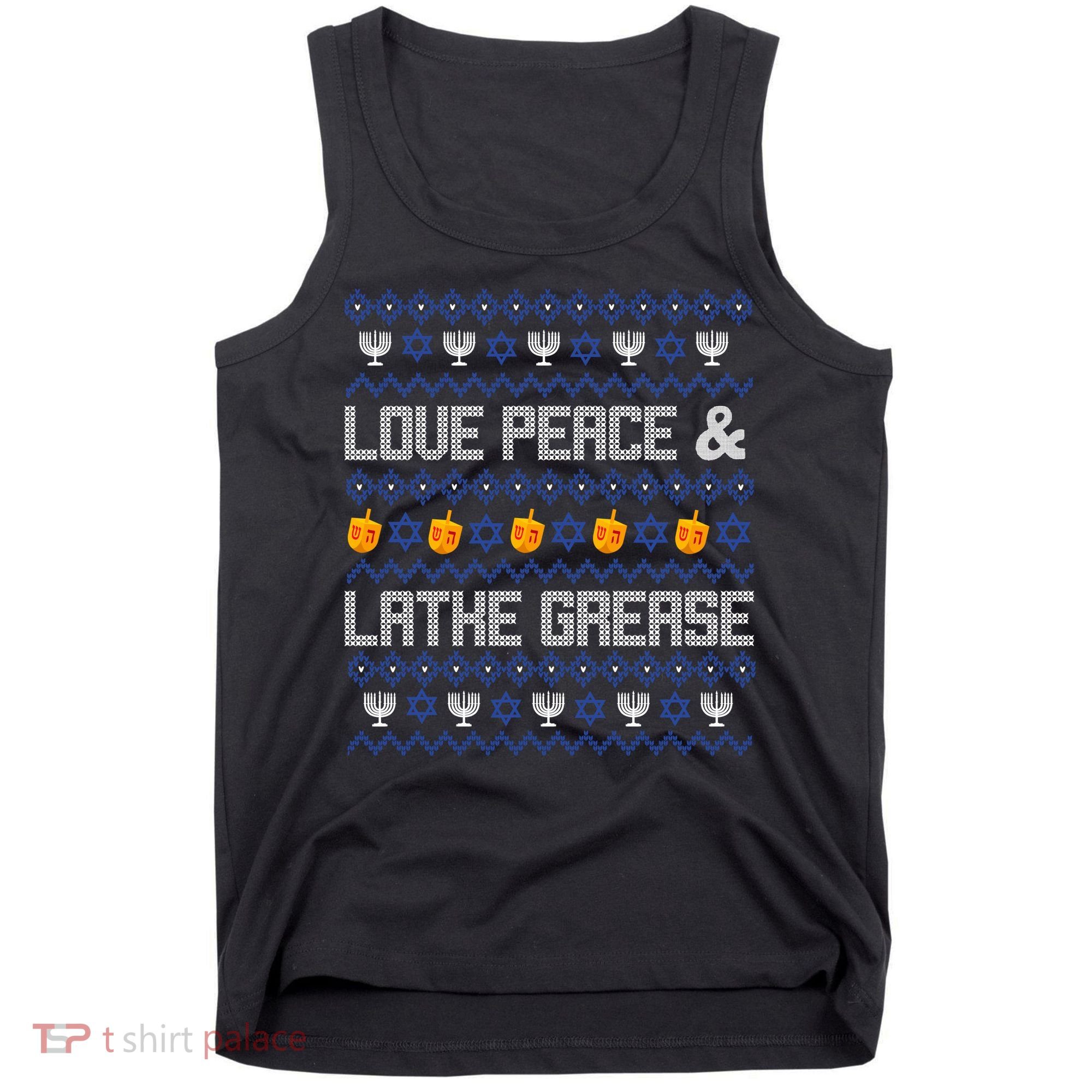 Love Peace & Latke Grease Hanukkah Ugly Tank Top