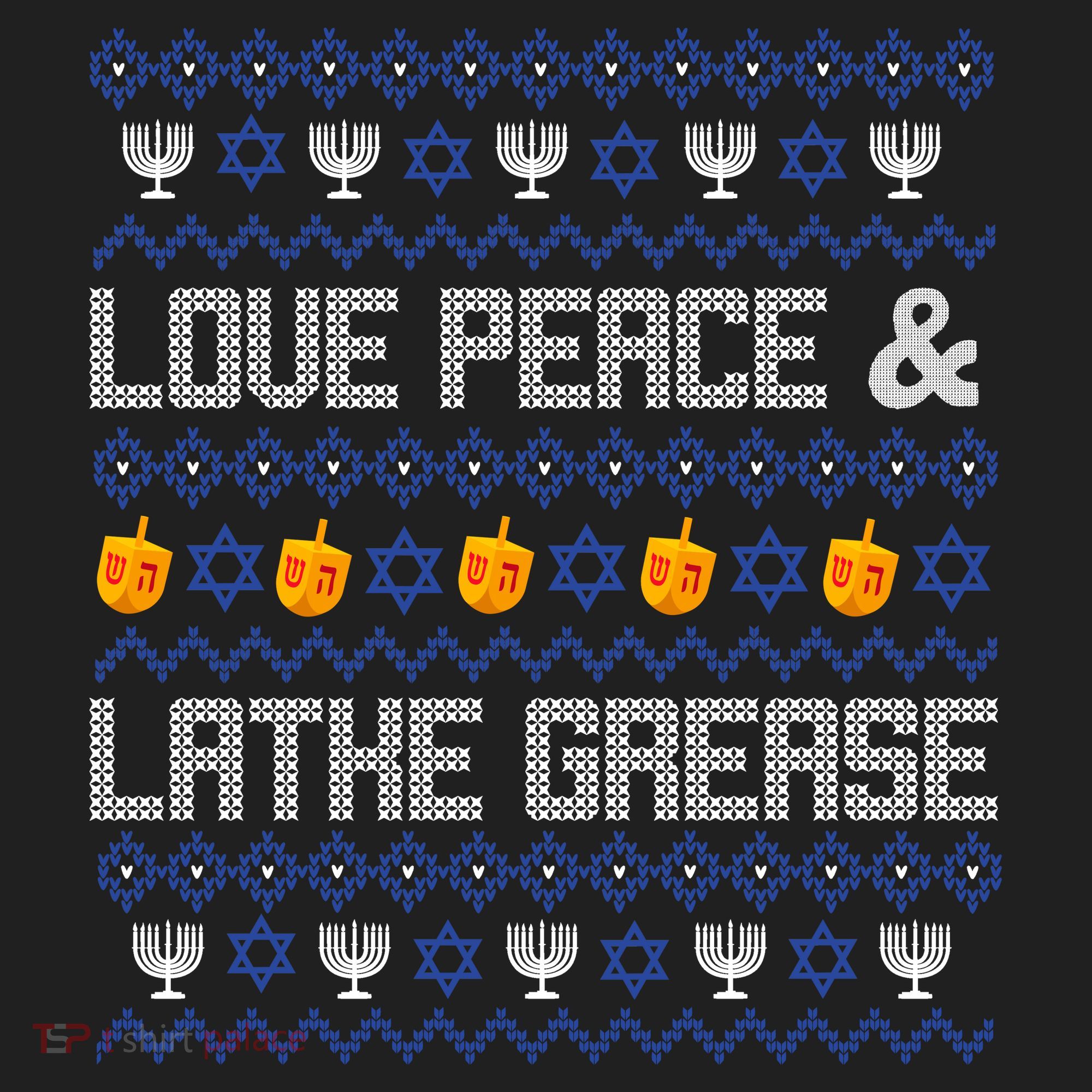 Love Peace & Latke Grease Hanukkah Ugly Golf Towel
