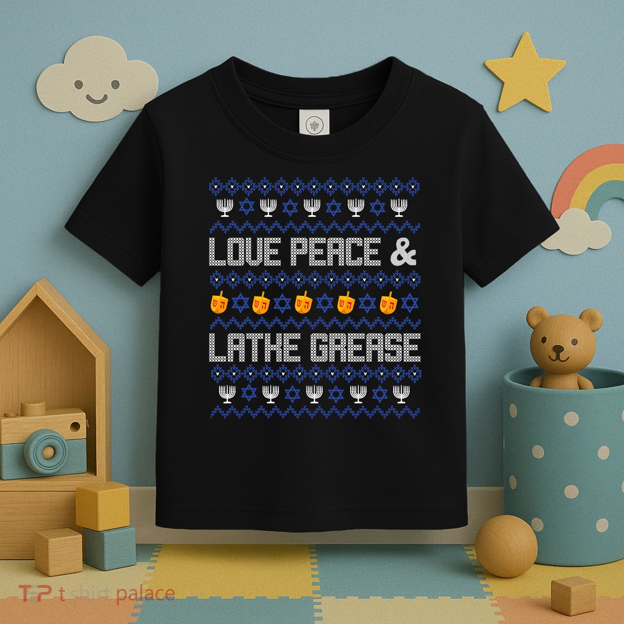 Love Peace & Latke Grease Hanukkah Ugly Toddler T-Shirt