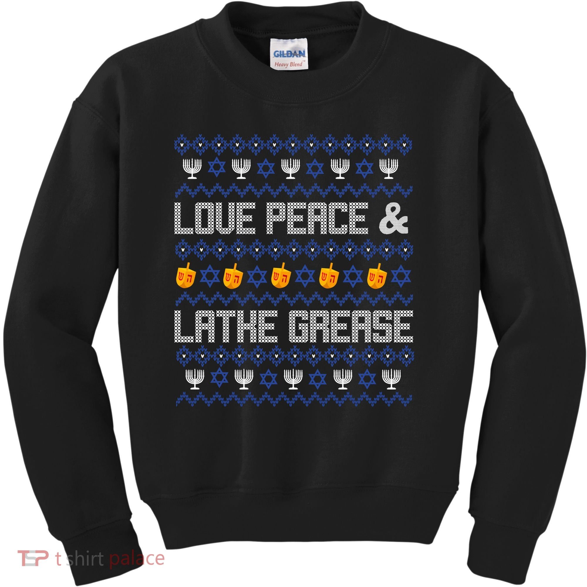 Love Peace & Latke Grease Hanukkah Ugly Kids Sweatshirt