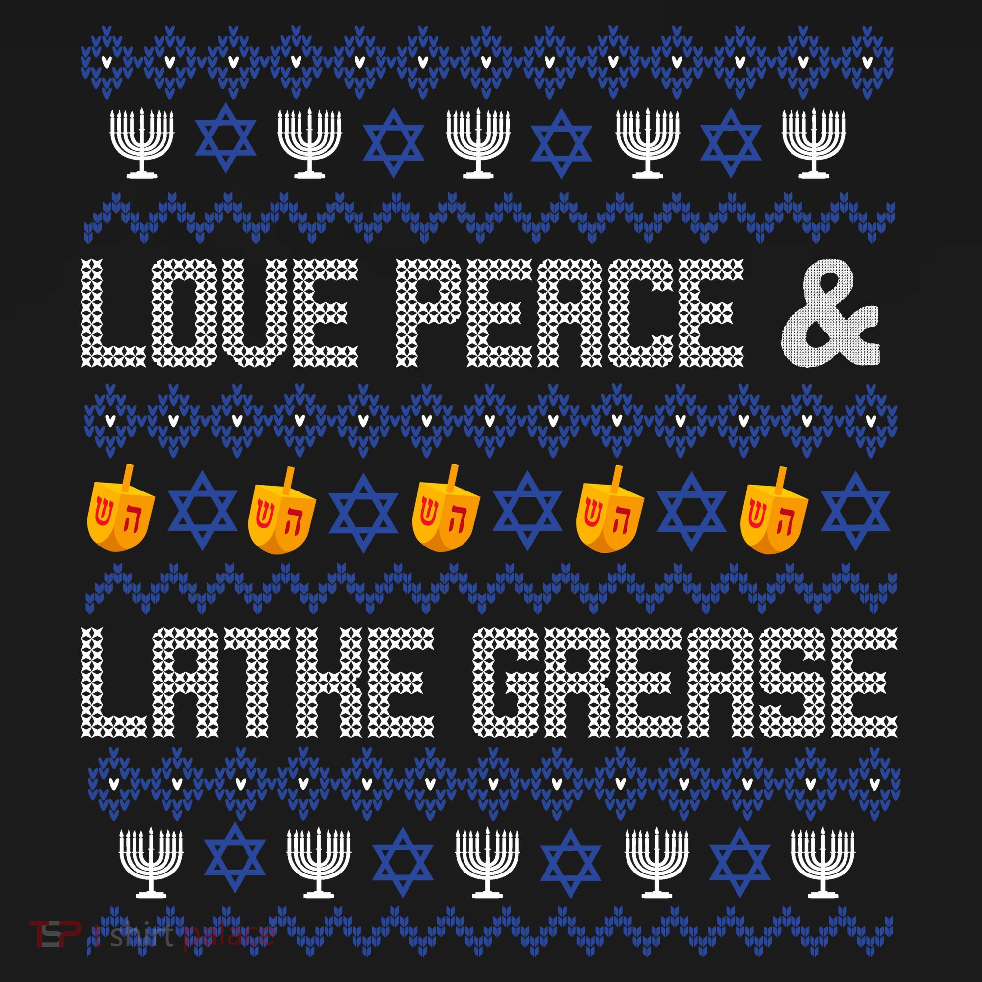 Love Peace & Latke Grease Hanukkah Ugly Kids Hoodie