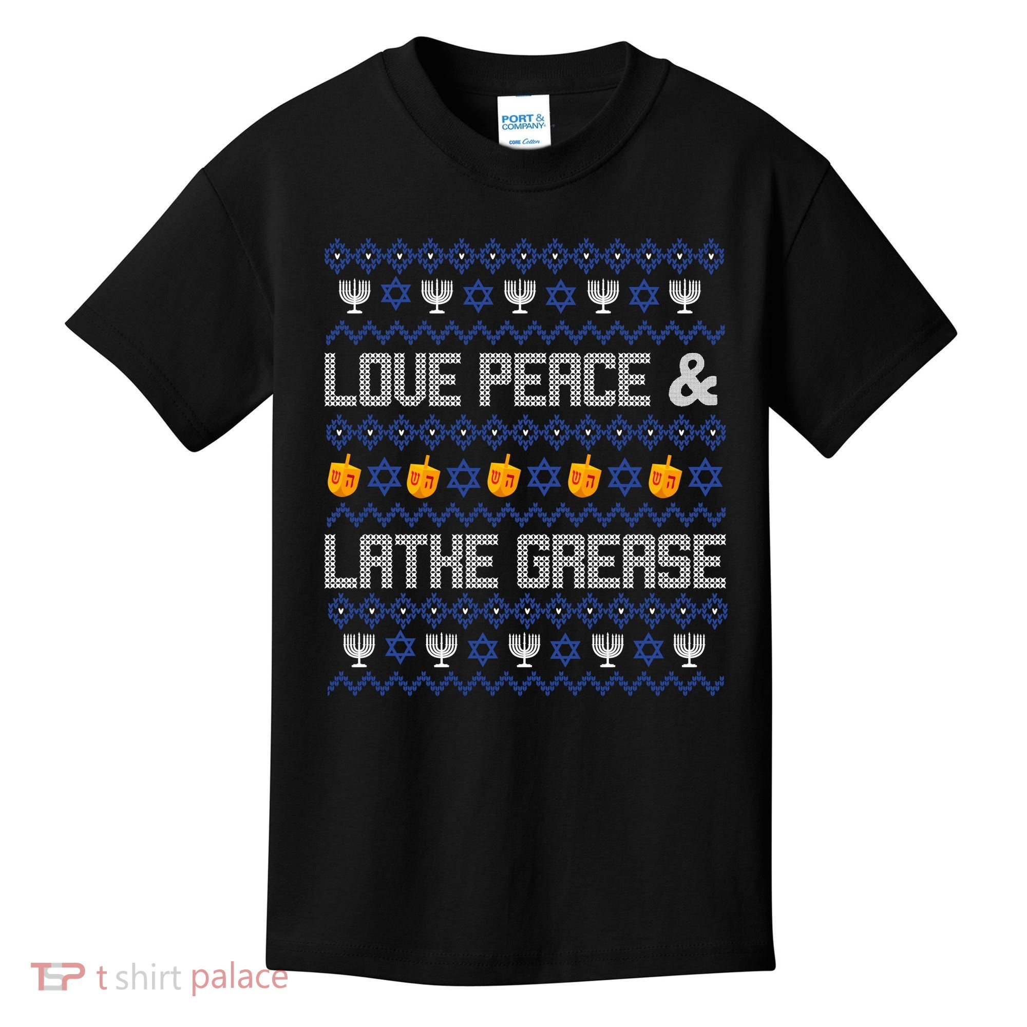 Love Peace & Latke Grease Hanukkah Ugly Kids T-Shirt