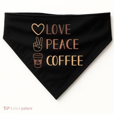 Love Peace Coffee Funny USA-Made Doggie Bandana
