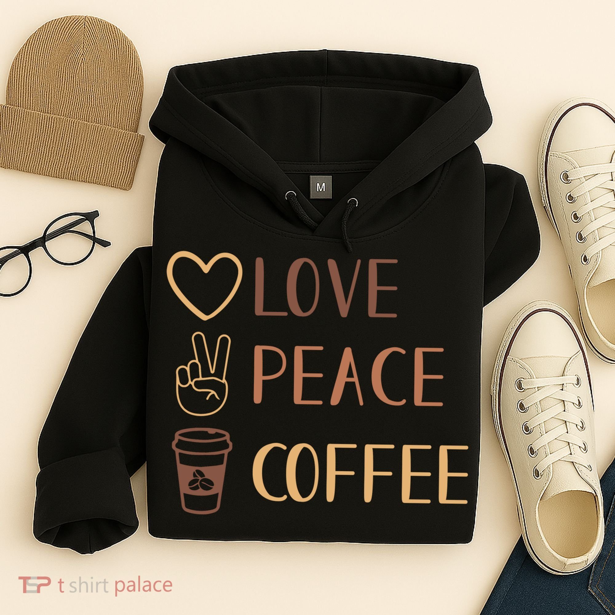 Love Peace Coffee Funny Hoodie