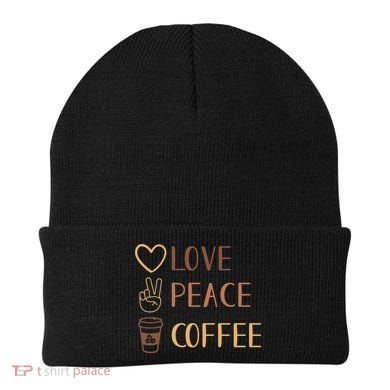 Love Peace Coffee Funny Beanie