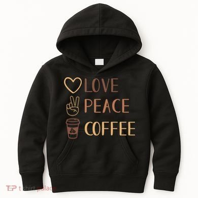 Love Peace Coffee Funny Kids Hoodie