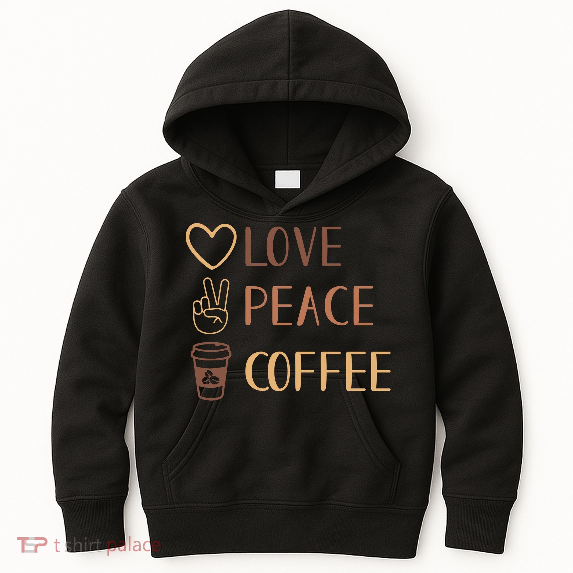 Love Peace Coffee Funny Kids Hoodie