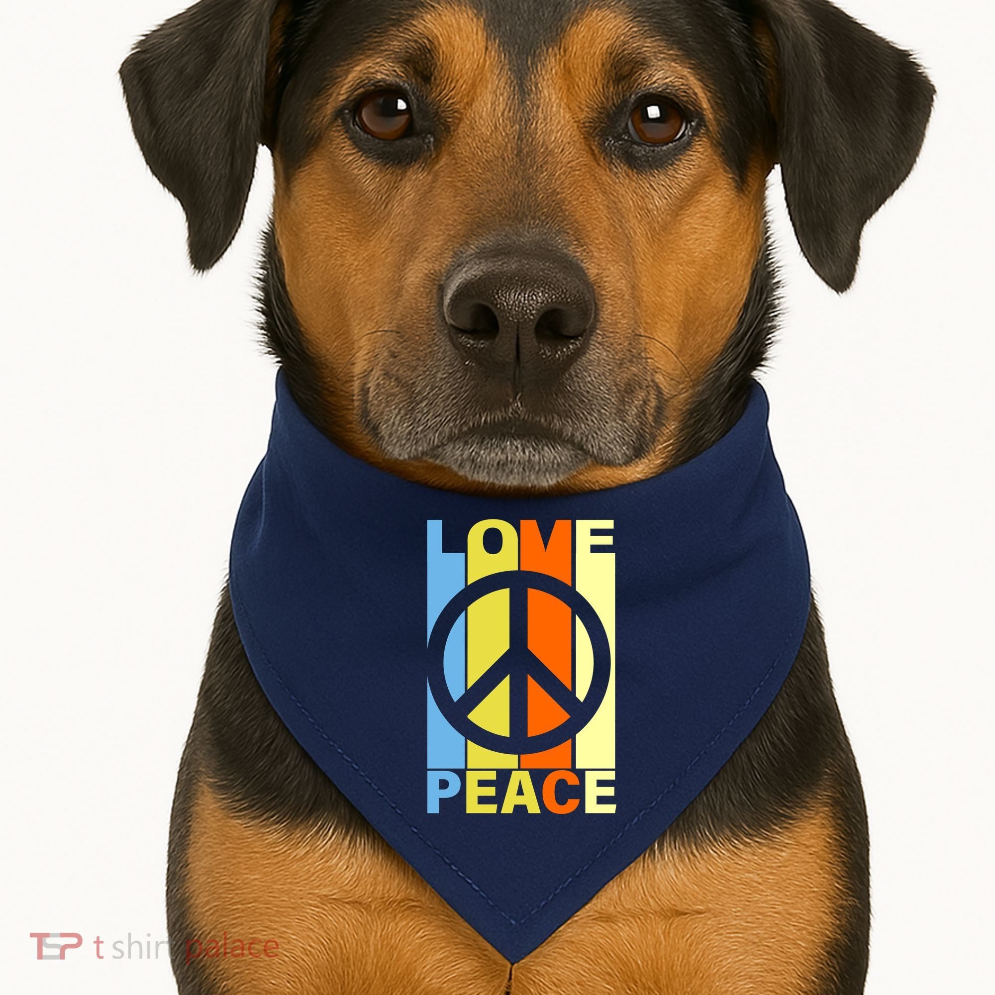 Love Peace Hippie Retro USA-Made Doggie Bandana