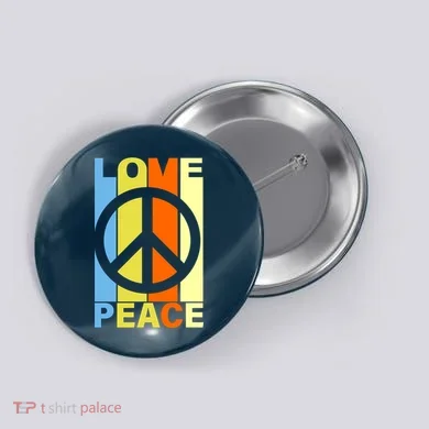 Love Peace Hippie Retro Button