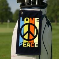 Love Peace Hippie Retro Golf Towel thumb 2