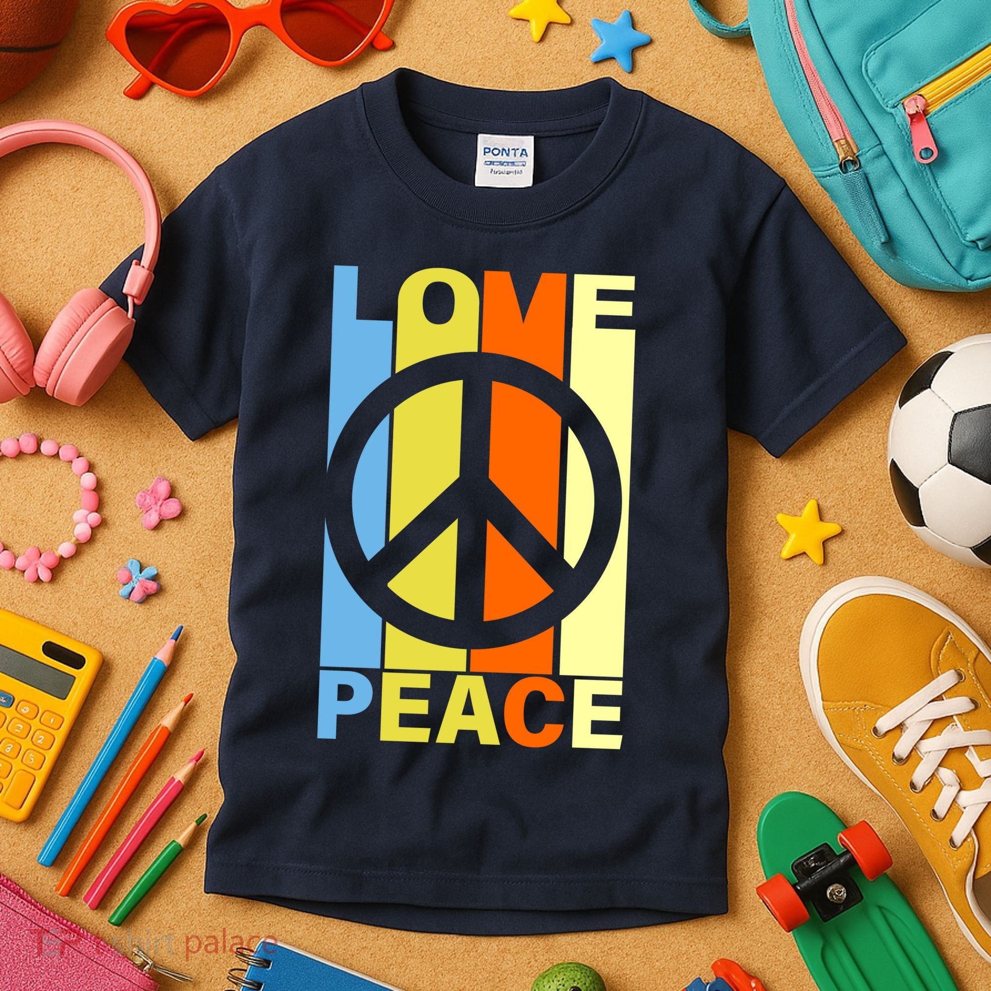 Love Peace Hippie Retro Kids T-Shirt