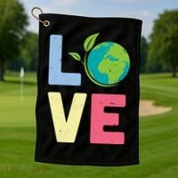 Love Planet Earth Day Golf Towel thumb 1