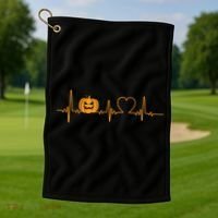 Love Pumpkins Halloween Heartbeat Golf Towel thumb 1