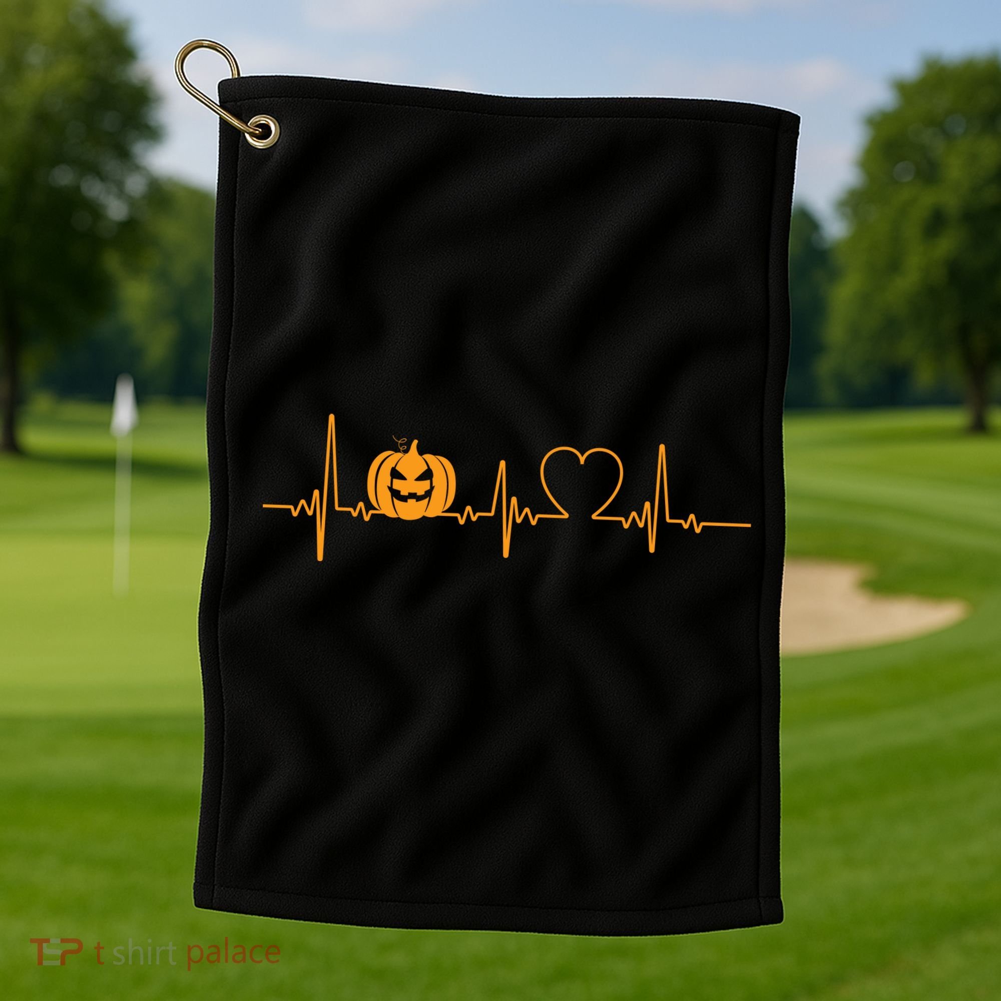 Love Pumpkins Halloween Heartbeat Golf Towel