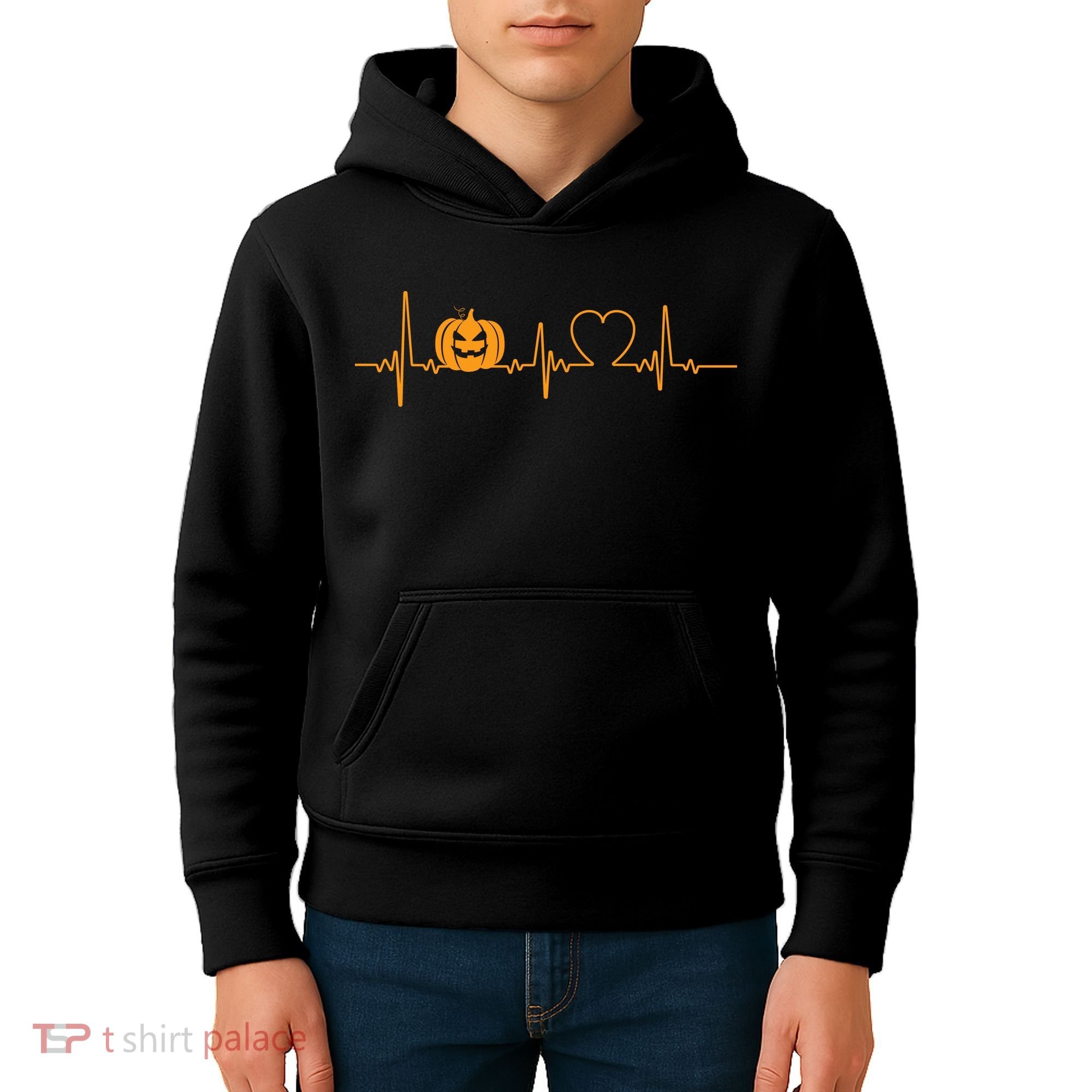 Love Pumpkins Halloween Heartbeat Kids Hoodie