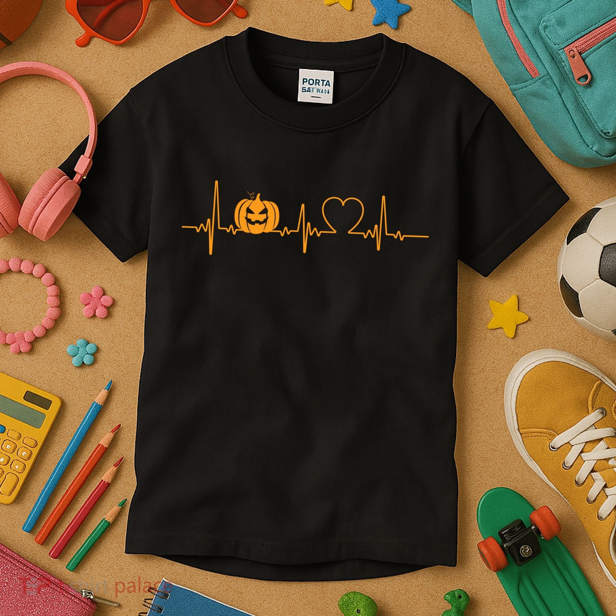 Love Pumpkins Halloween Heartbeat Kids T-Shirt