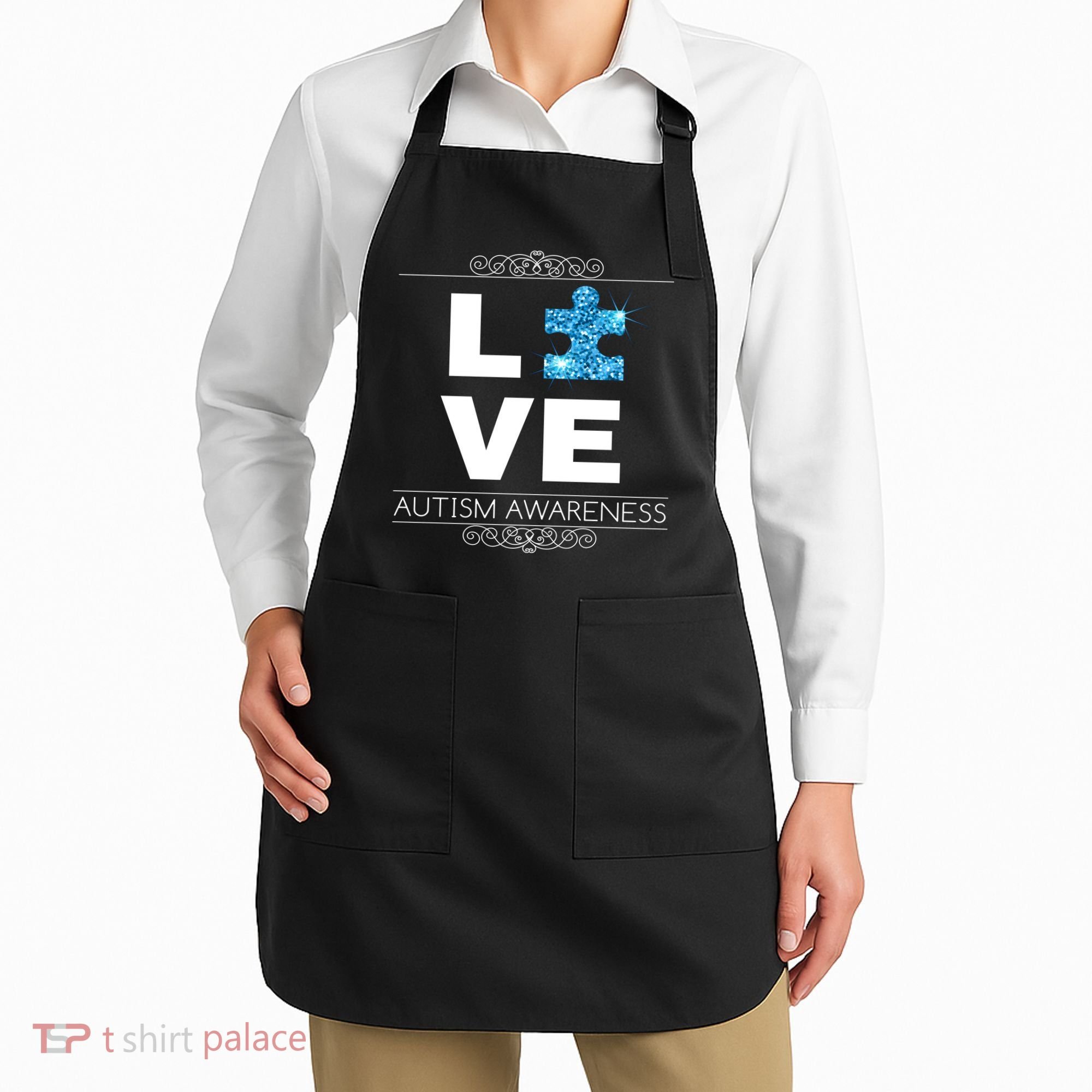 Love Puzzle Piece Autism Awareness Design Apron