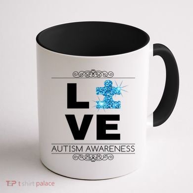 Love Puzzle Piece Autism Awareness Design Coffee Mug back