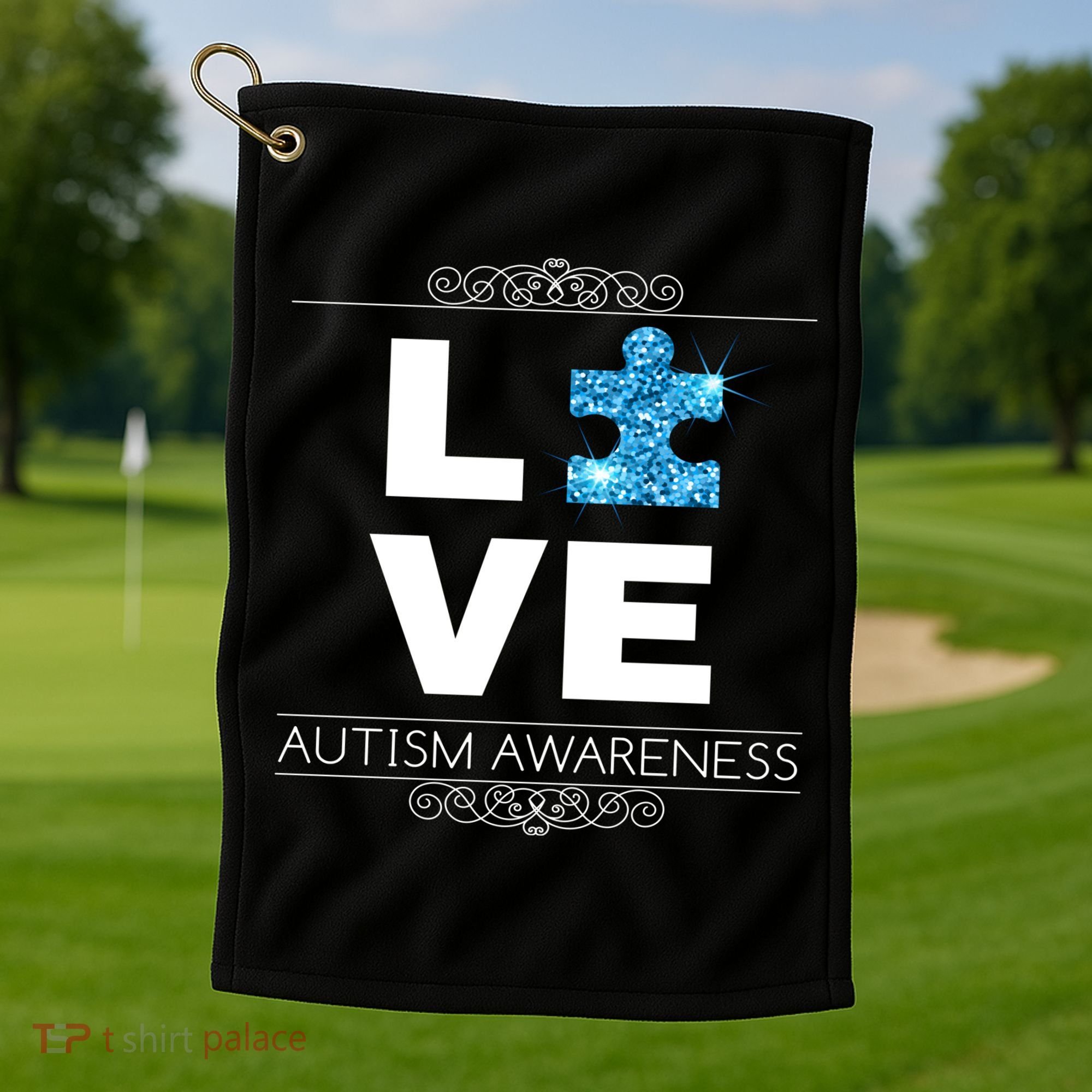 Love Puzzle Piece Autism Awareness Design Golf Towel