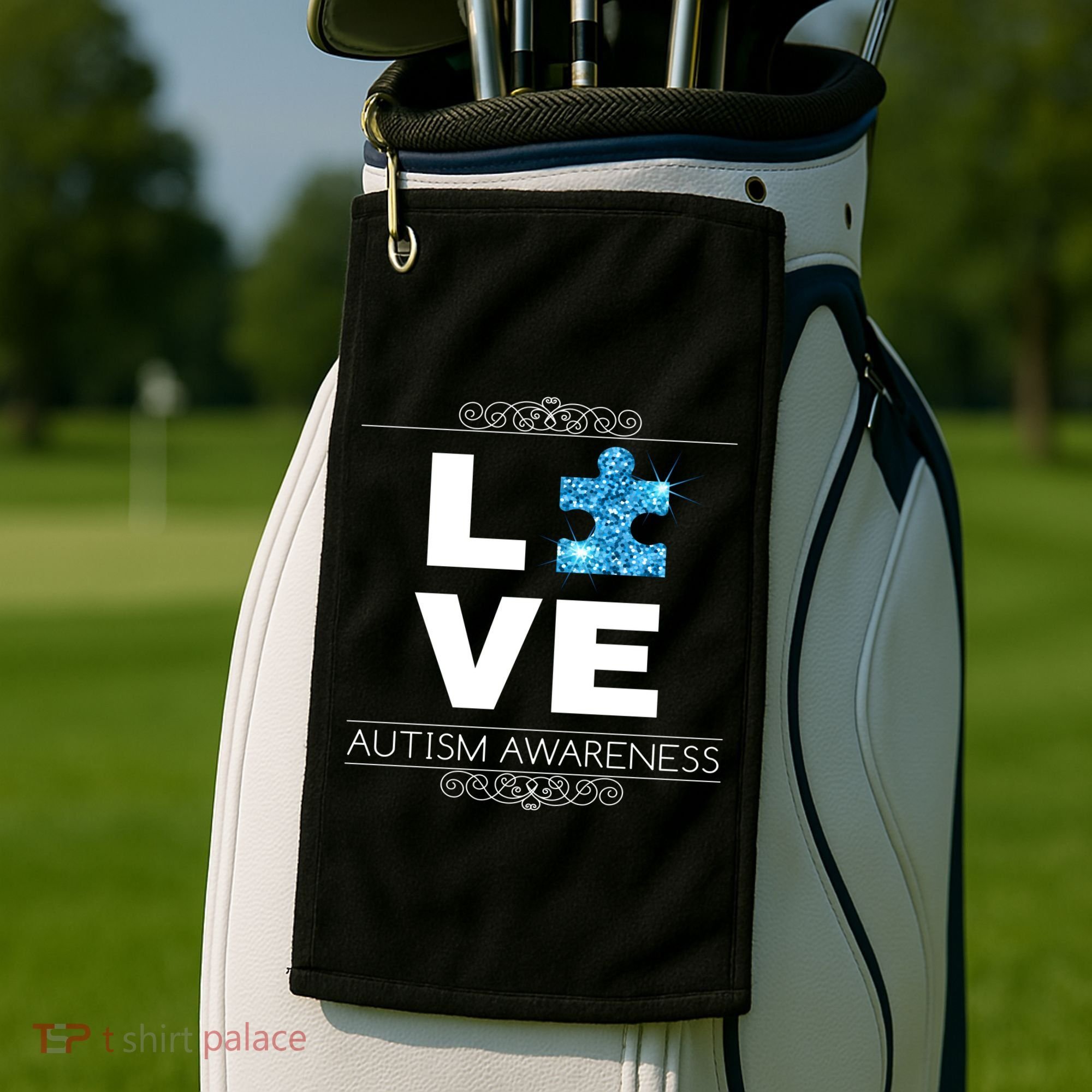 Love Puzzle Piece Autism Awareness Design Golf Towel