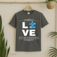 Love Puzzle Piece Autism Awareness Design T-Shirt thumb 2