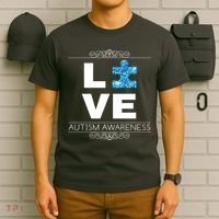 Love Puzzle Piece Autism Awareness Design T-Shirt thumb 6