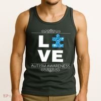 Love Puzzle Piece Autism Awareness Design Tank Top thumb 3