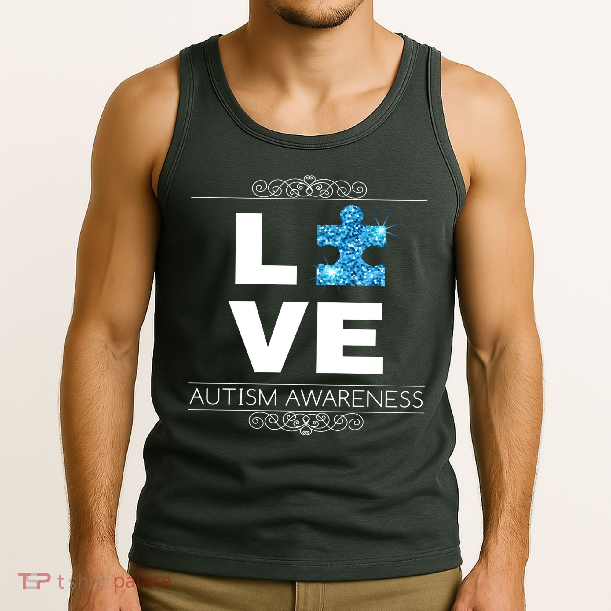 Love Puzzle Piece Autism Awareness Design Tank Top