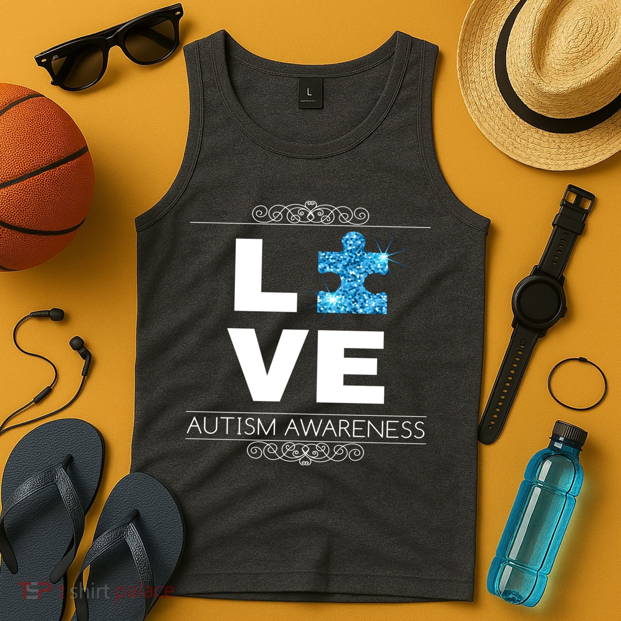 Love Puzzle Piece Autism Awareness Design Tank Top