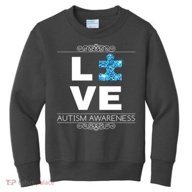 Love Puzzle Piece Autism Awareness Design Kids Sweatshirt