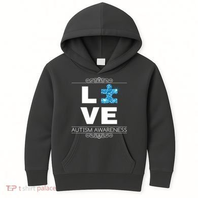 Love Puzzle Piece Autism Awareness Design Kids Hoodie