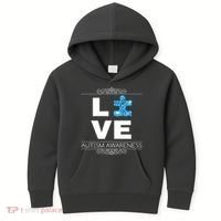 Love Puzzle Piece Autism Awareness Design Kids Hoodie thumb 0