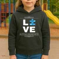 Love Puzzle Piece Autism Awareness Design Kids Hoodie thumb 3