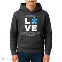 Love Puzzle Piece Autism Awareness Design Kids Hoodie thumb 4
