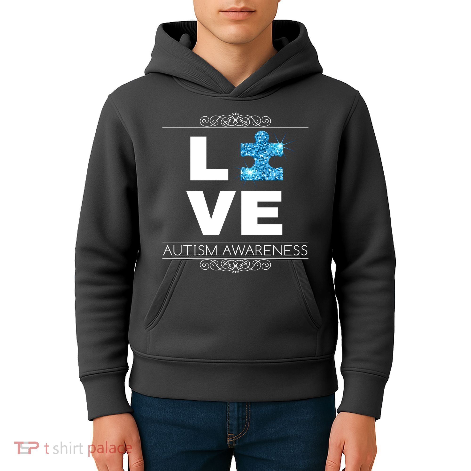 Love Puzzle Piece Autism Awareness Design Kids Hoodie