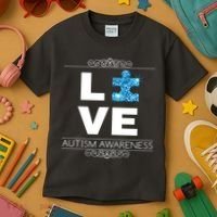 Love Puzzle Piece Autism Awareness Design Kids T-Shirt thumb 3