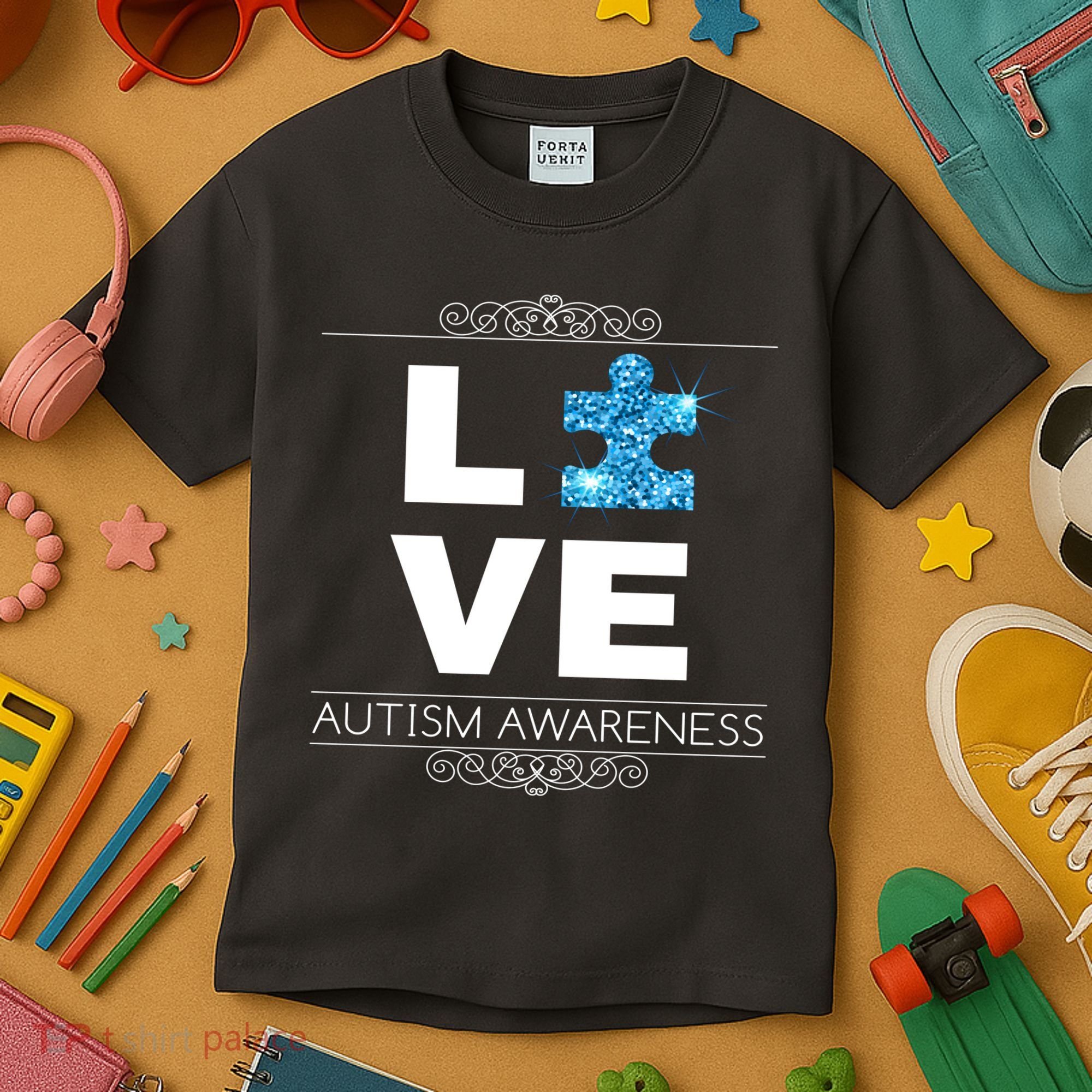 Love Puzzle Piece Autism Awareness Design Kids T-Shirt