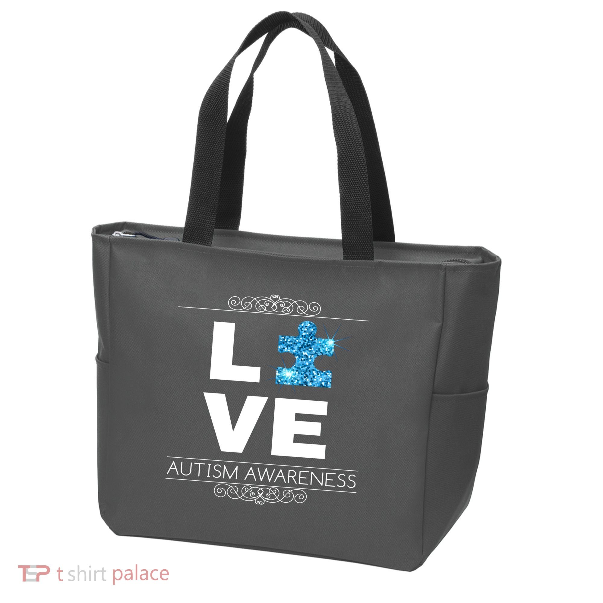 Love Puzzle Piece Autism Awareness Design Tote Bag