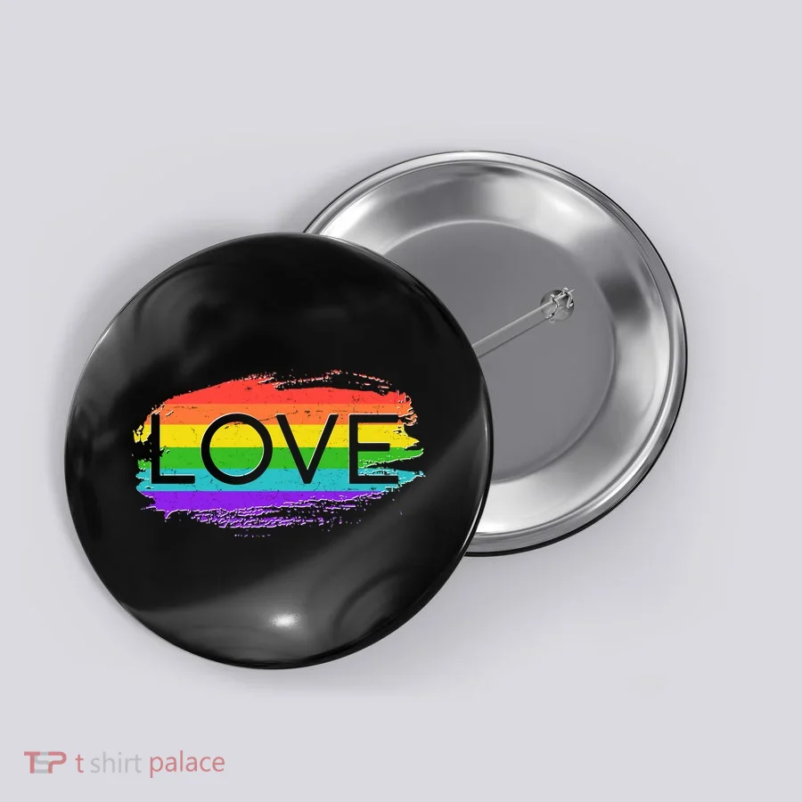 Love Rainbow Paint Gay Pride Button