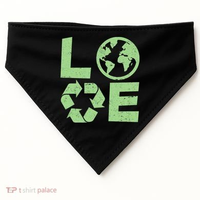 LOVE Recycle Earth Day USA-Made Doggie Bandana