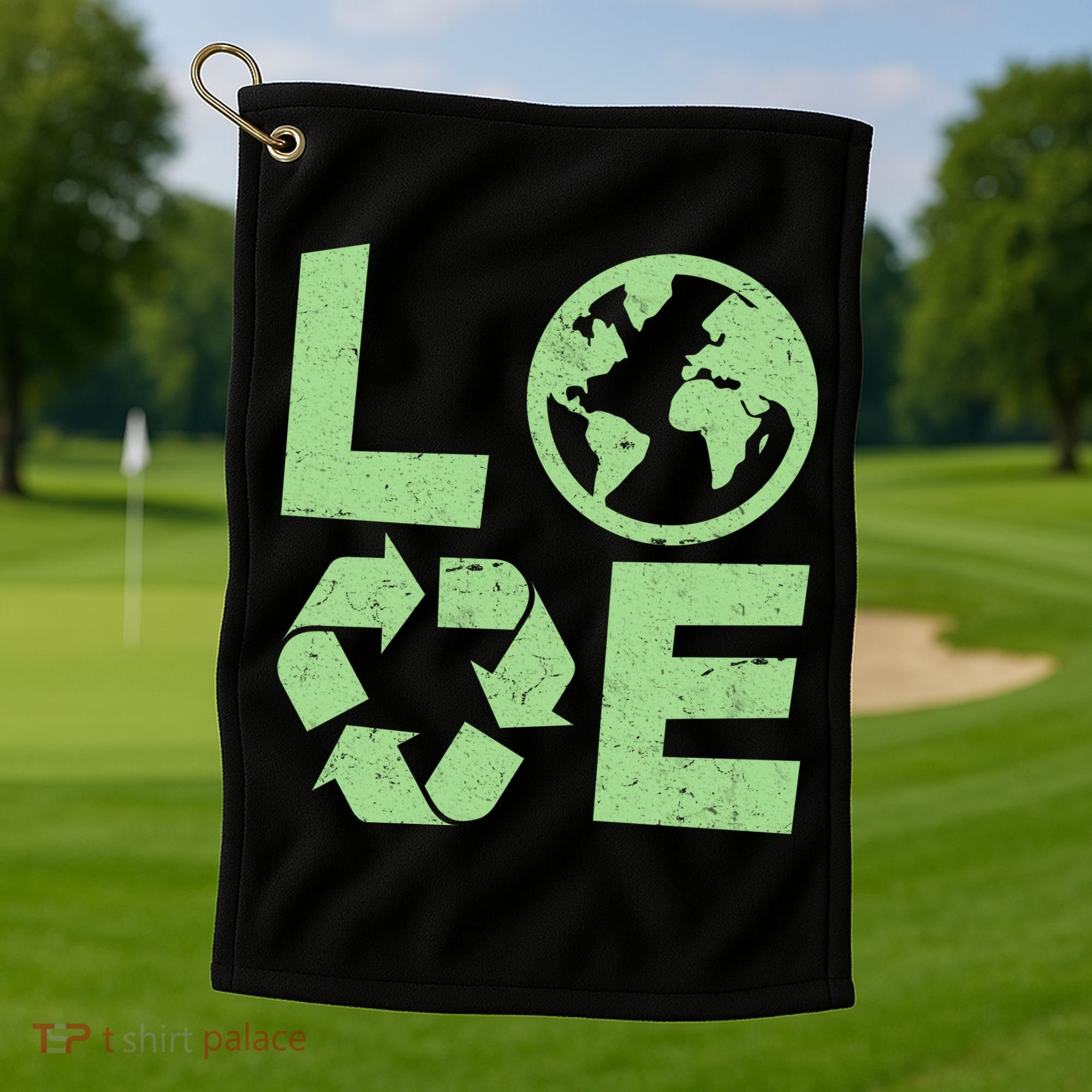 LOVE Recycle Earth Day Golf Towel