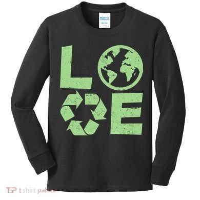 LOVE Recycle Earth Day Kids Long Sleeve Shirt