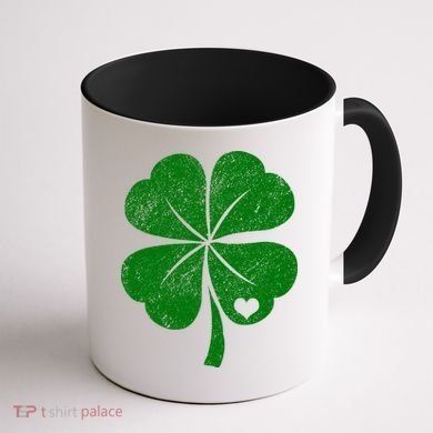 Love Shamrock Vintage Distressed Irish Clover Coffee Mug back