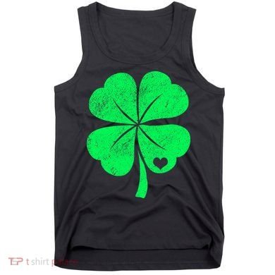 Love Shamrock Vintage Distressed Irish Clover Tank Top