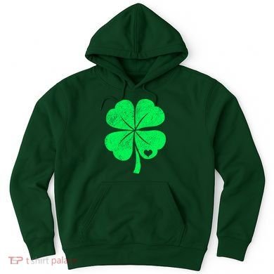 Love Shamrock Vintage Distressed Irish Clover Hoodie