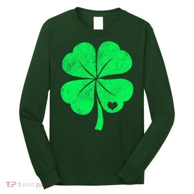 Love Shamrock Vintage Distressed Irish Clover Long Sleeve Shirt