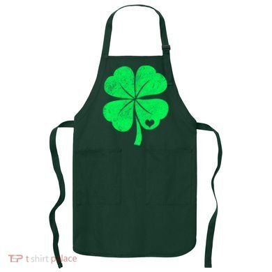 Love Shamrock Vintage Distressed Irish Clover Apron
